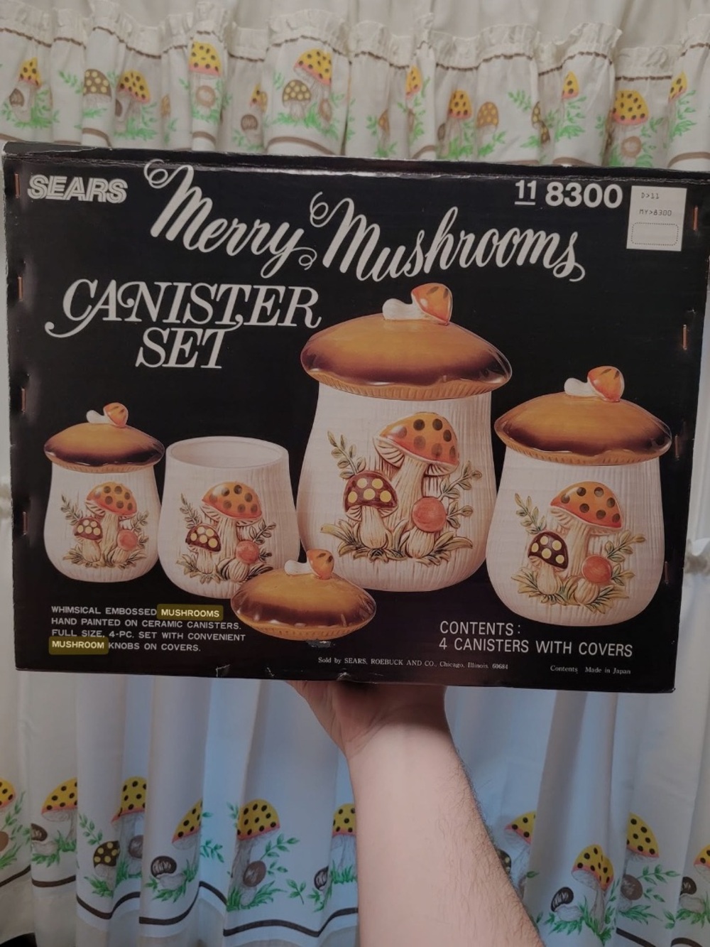Sears Merry Mushrooms Ceramic Canister Set in Brown and Cream